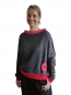 Mobile Preview: Oversize Pullover in grau-rot