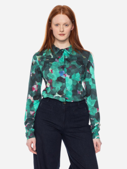 gemusterte Langarm-Bluse