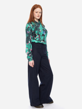 gemusterte Langarm-Bluse