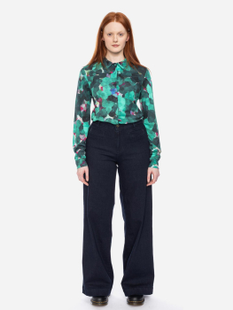 gemusterte Langarm-Bluse