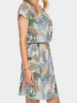 Viskose Kleid Milou mit Blätter-Print