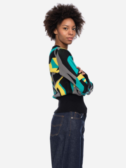 türkis gemusterter Pullover