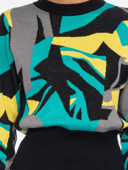 türkis gemusterter Pullover