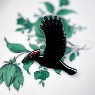 Preview: Emaille-Brosche Vogel