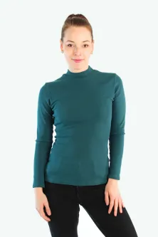 Ripp-Shirt mit Stehkragen