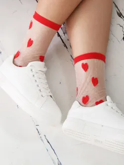 Mesh Socken mit Herzen