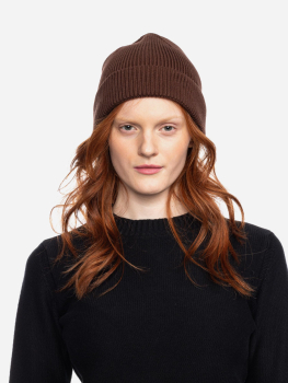 Strick-Beanie in Braun