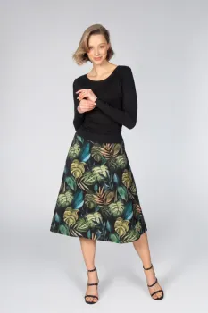 Langarm Kleid mit Blätter