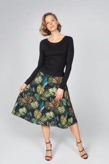 Langarm-Kleid mit Blätter