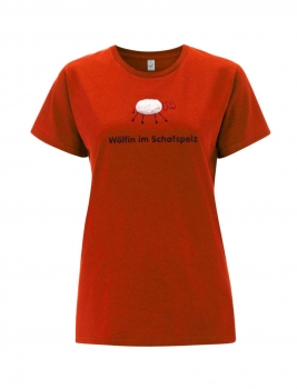 Damen Shirt "Wölfin im Schafspelz" rot