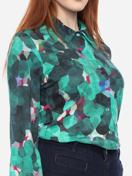 gemusterte Langarm-Bluse