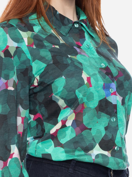 gemusterte Langarm-Bluse
