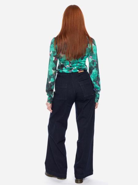 gemusterte Langarm-Bluse