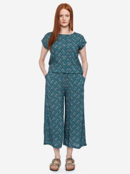 gemusterte Hose in 7/8-Länge