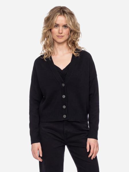 Kurze Strick-Weste in schwarz