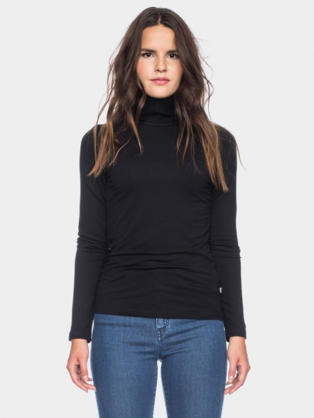 schwarzes Rollkragen Shirt aus Bambusfasern