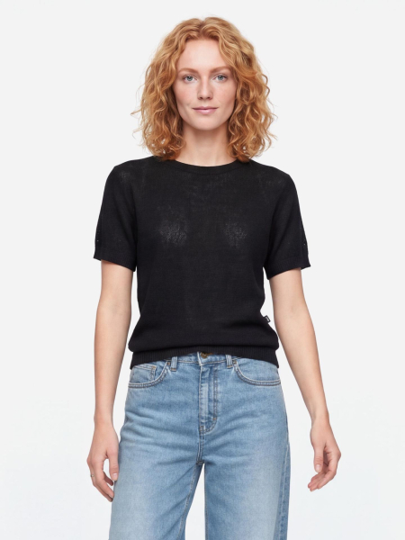 schwarzes Strick-T-Shirt