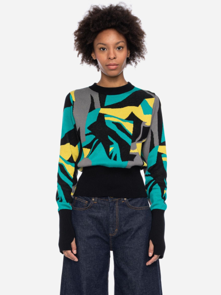 türkis gemusterter Pullover