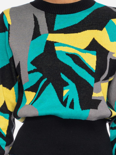 türkis gemusterter Pullover