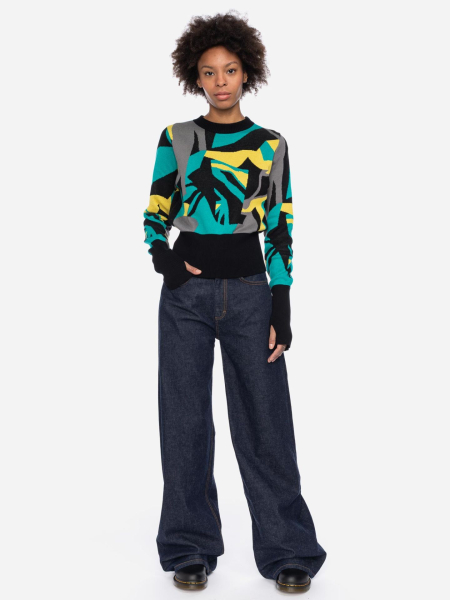 türkis gemusterter Pullover
