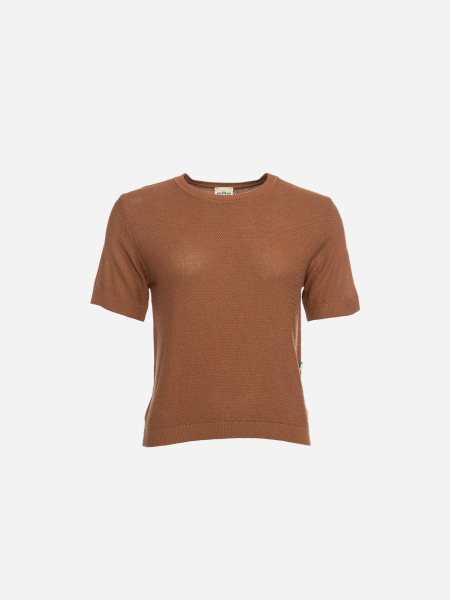 Strick-T-Shirt in Mocca
