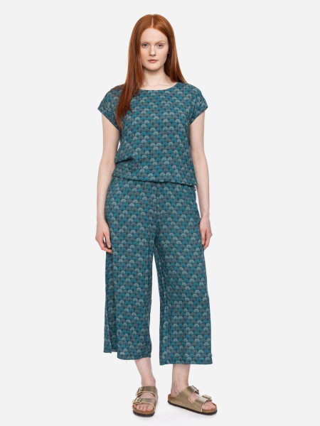 gemusterte Hose in 7/8-Länge