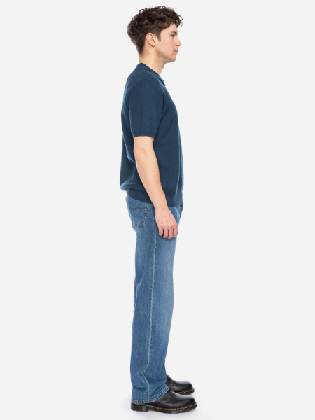 Rippstrick-Poloshirt, blau
