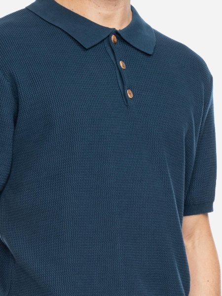 Rippstrick-Poloshirt, blau