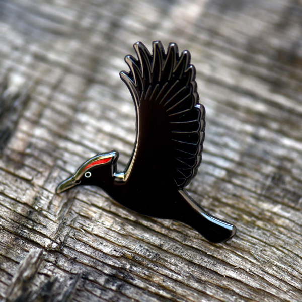 Emaille-Brosche Vogel