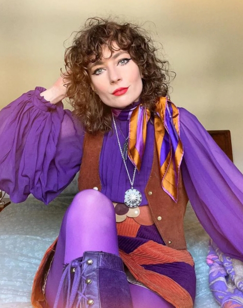 violette Strumpfhose