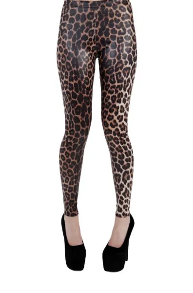 Leo-Leggings im Wet-Look