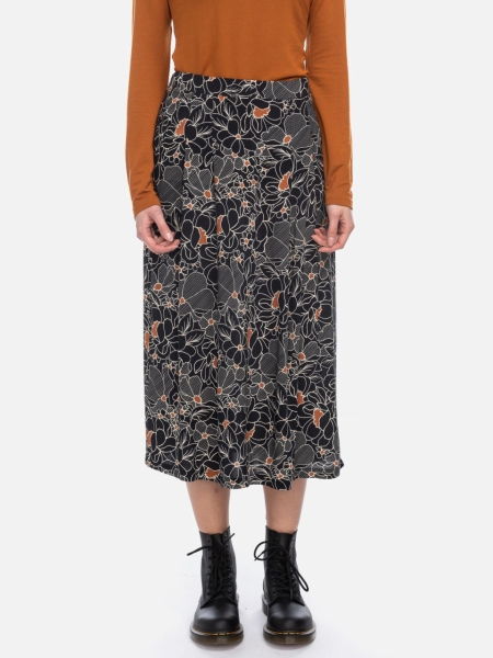 Fließender Midirock mit Blumen