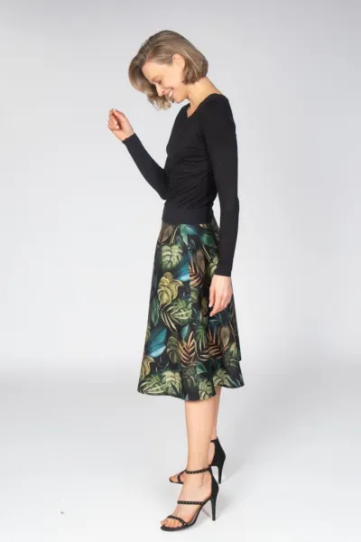 Langarm Kleid mit Blätter