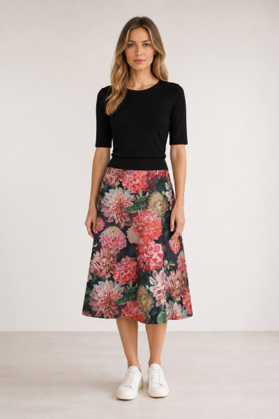 Kleid mit Dahlien-Design