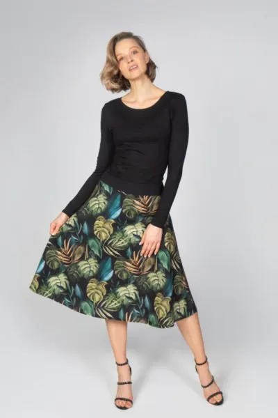 Langarm Kleid mit Blätter