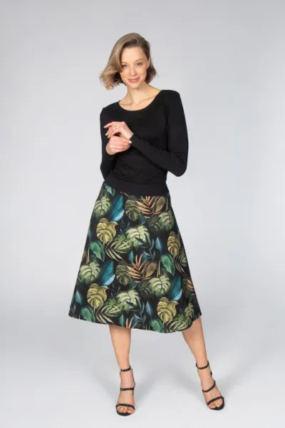 Langarm Kleid mit Blätter