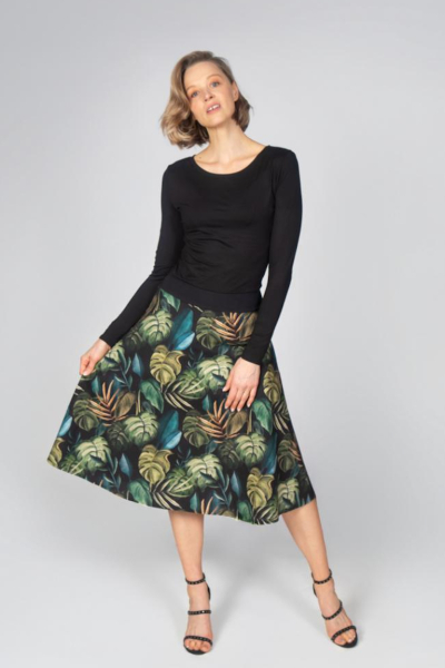 Langarm-Kleid mit Blätter